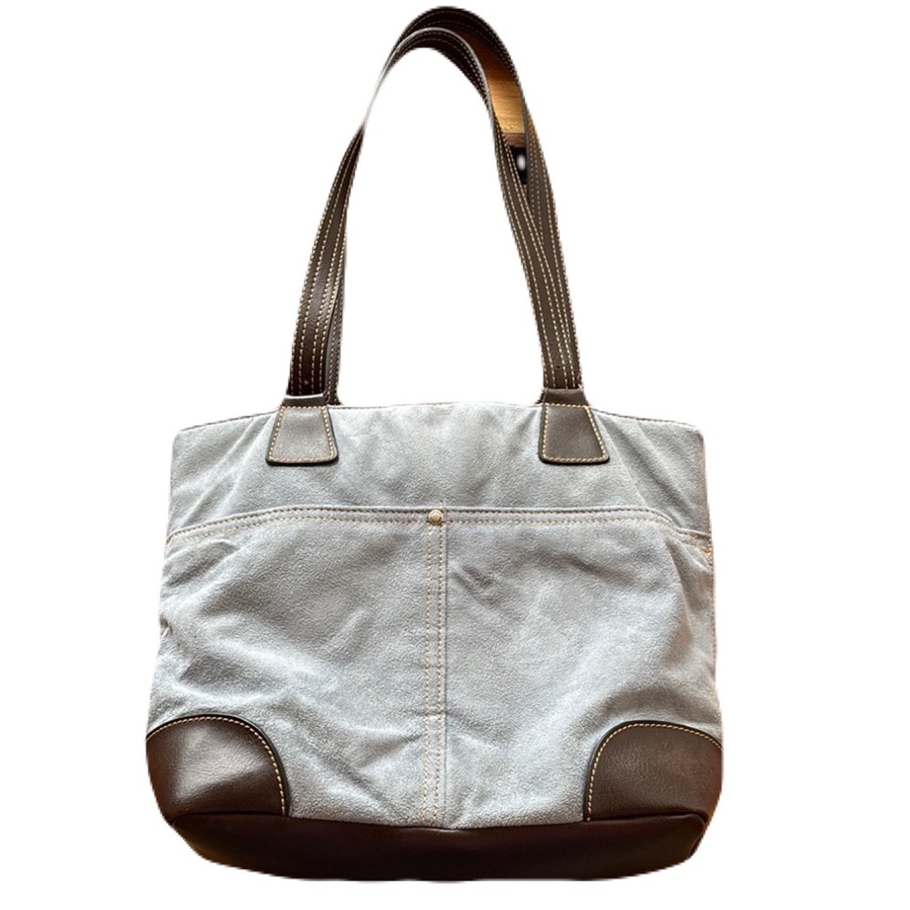 Vintage Tommy Hilfiger Elegant Blue Brown Women's Tote Style Purse/Bag Suede